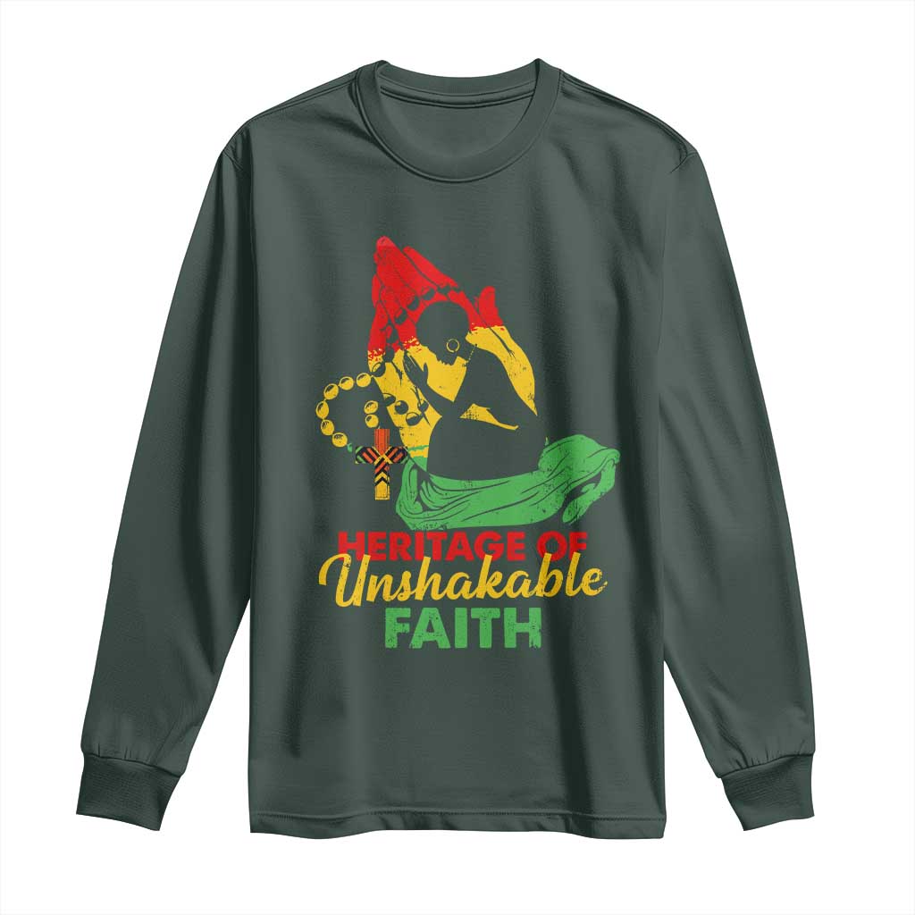 Christian African American Long Sleeve Shirt Heritage Of Unshakable Faith Black History Month