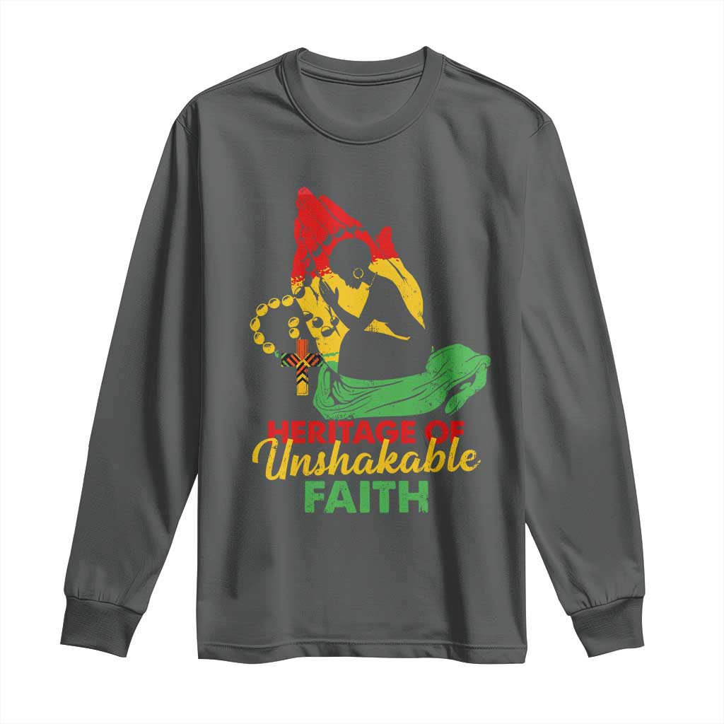 Christian African American Long Sleeve Shirt Heritage Of Unshakable Faith Black History Month