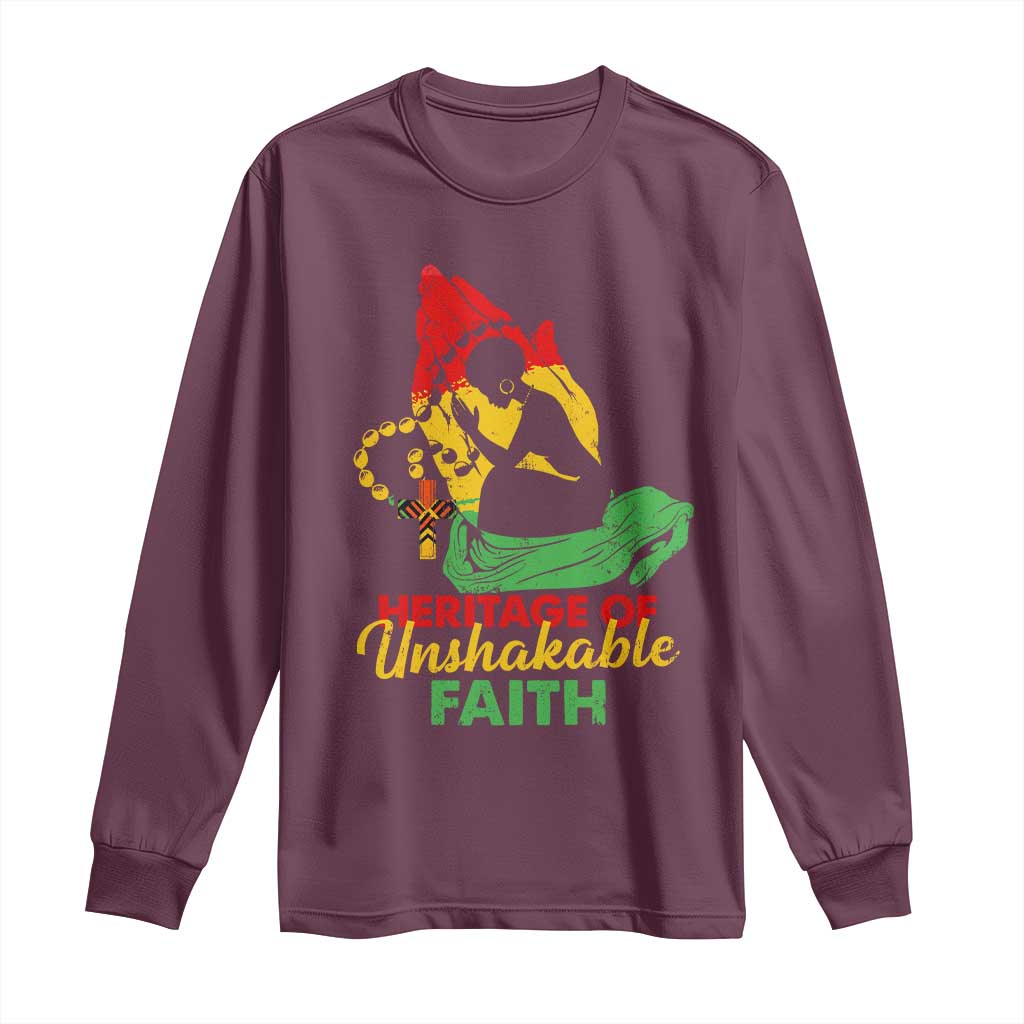 Christian African American Long Sleeve Shirt Heritage Of Unshakable Faith Black History Month
