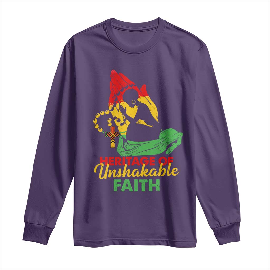 Christian African American Long Sleeve Shirt Heritage Of Unshakable Faith Black History Month