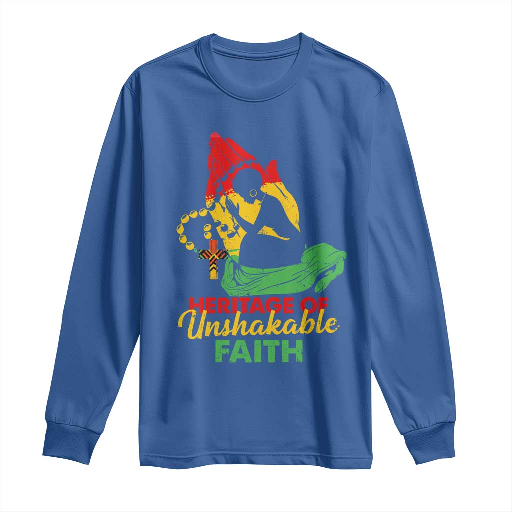 Christian African American Long Sleeve Shirt Heritage Of Unshakable Faith Black History Month