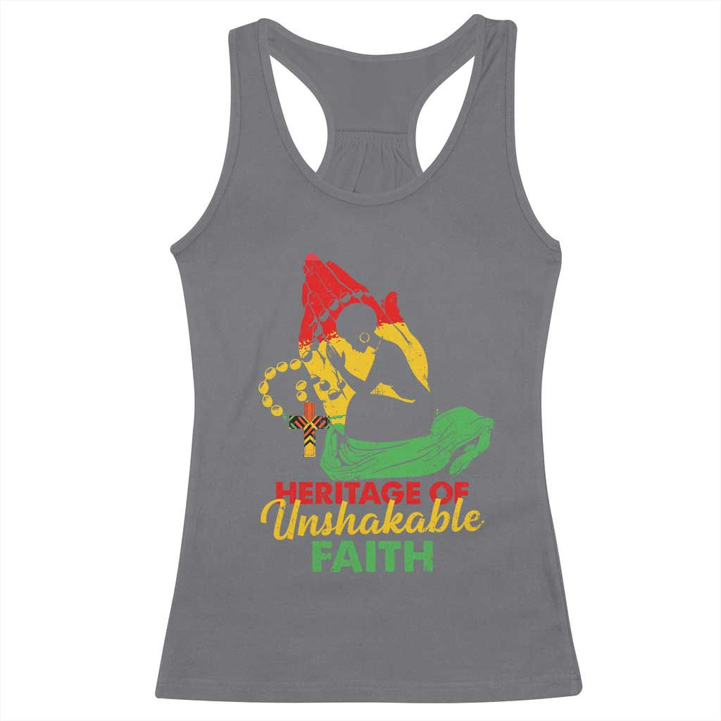 Christian African American Racerback Tank Top Heritage Of Unshakable Faith Black History Month