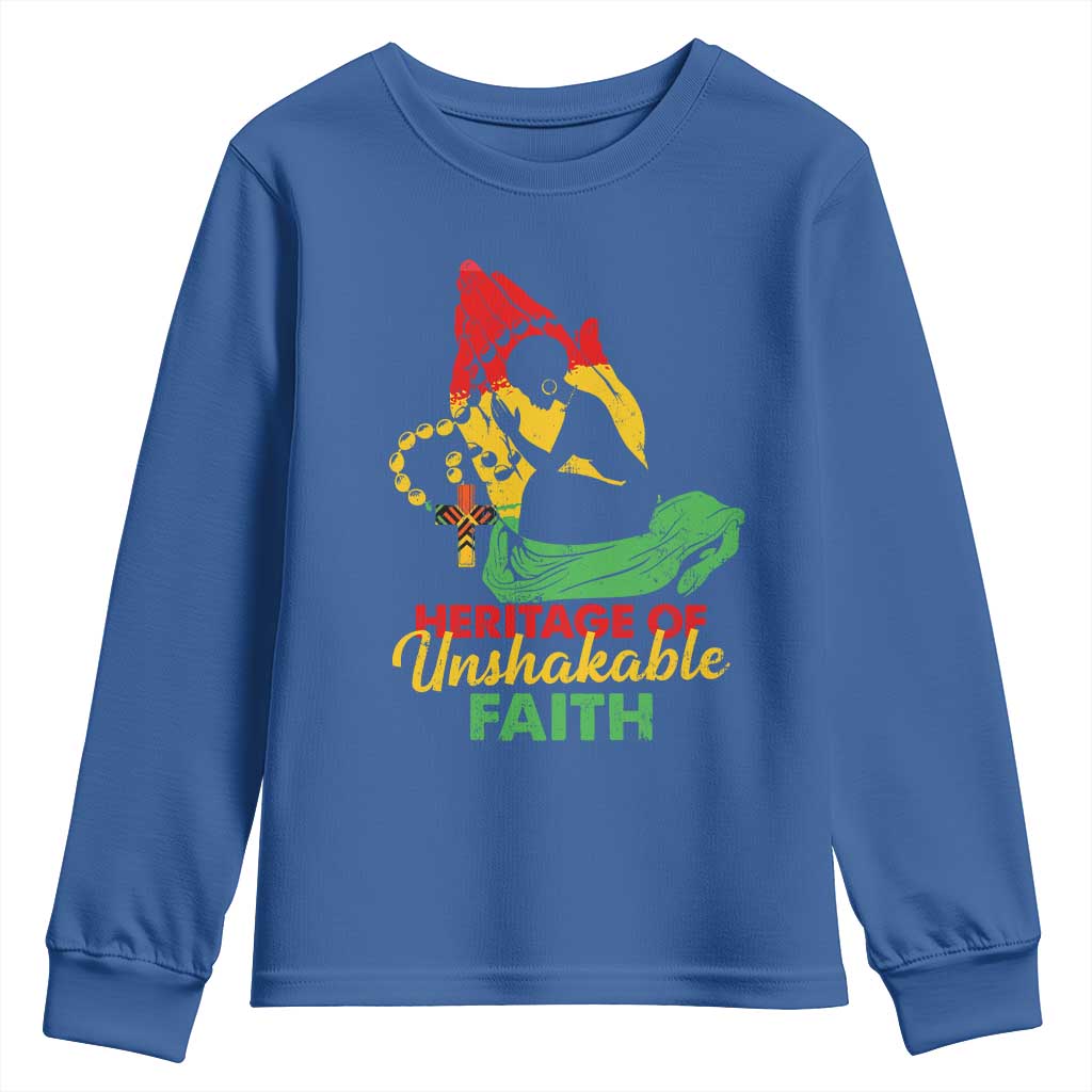 Christian African American Youth Sweatshirt Heritage Of Unshakable Faith Black History Month