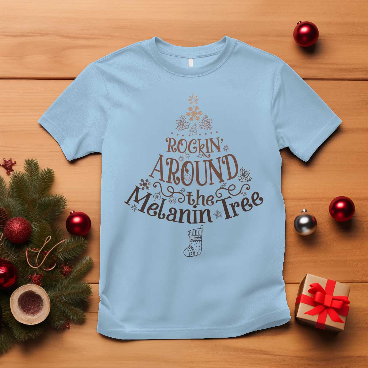 African American Christmas T Shirt Rockin' Around The Melanin Xmas Tree