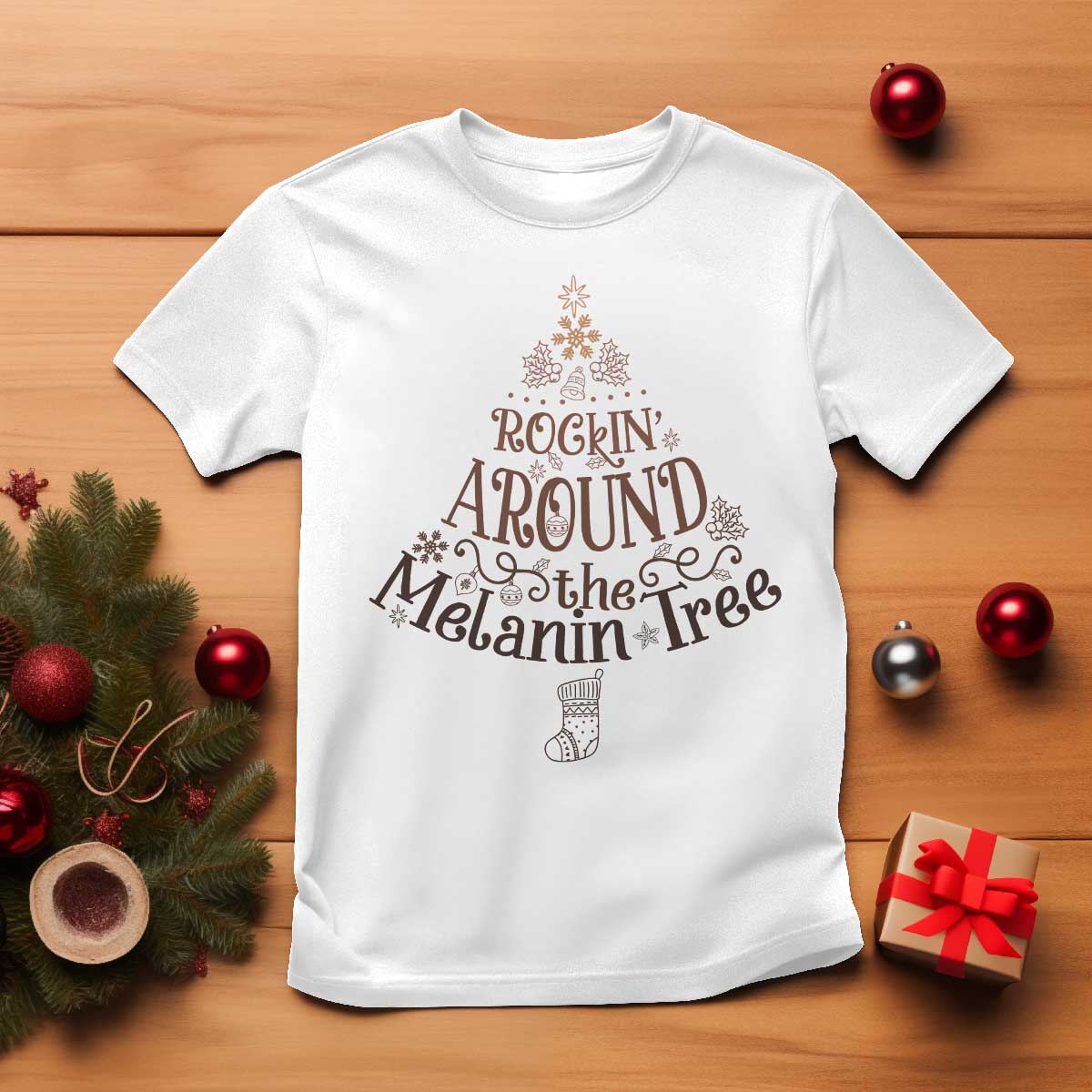 African American Christmas T Shirt Rockin' Around The Melanin Xmas Tree