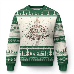 Xmas African American Ugly Christmas Sweater Rockin' Around The Melanin Xmas Tree