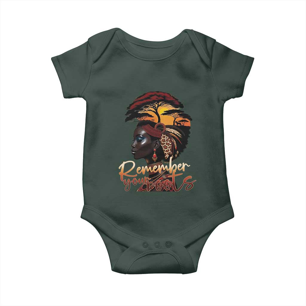 Black History Month Baby Onesie Remember Your Roots African Safari Afro Woman