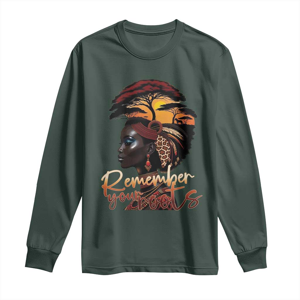 Black History Month Long Sleeve Shirt Remember Your Roots African Safari Afro Woman