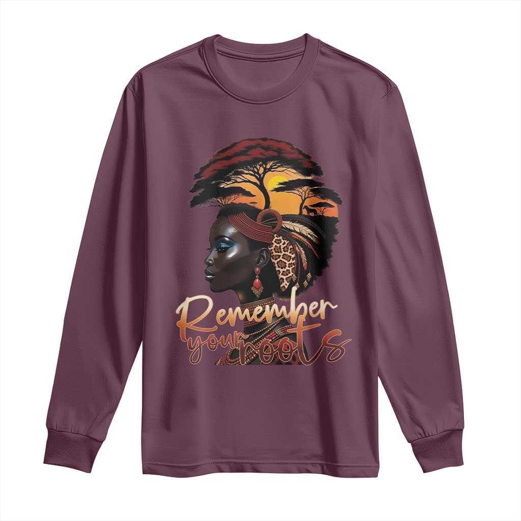 Black History Month Long Sleeve Shirt Remember Your Roots African Safari Afro Woman