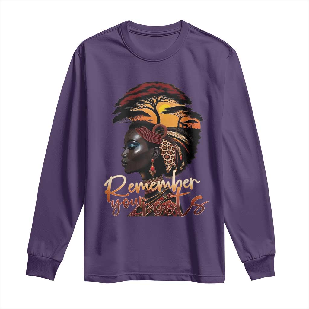 Black History Month Long Sleeve Shirt Remember Your Roots African Safari Afro Woman