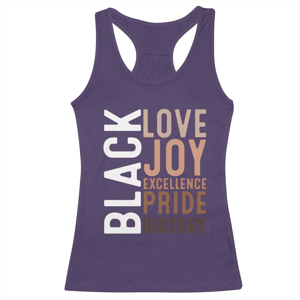 Black Love Joy Excellence Pride History Racerback Tank Top Proud African American Black History
