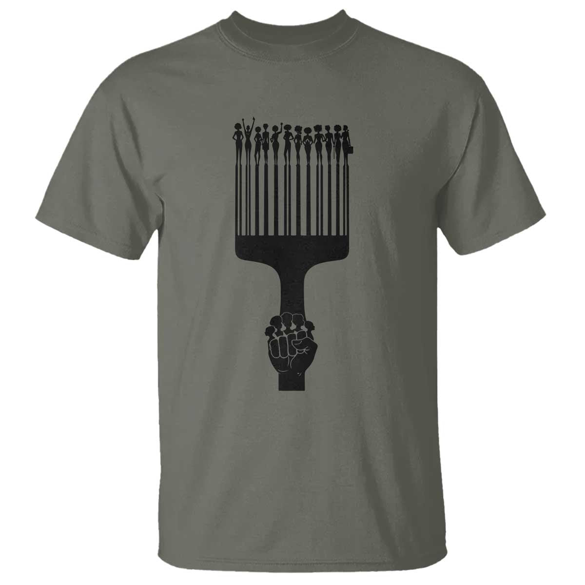Afro Pick Comb Strong Black Power Fist T Shirt