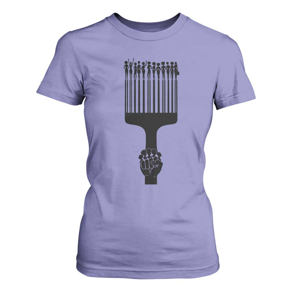Afro Pick Comb Strong Black Power Fist T Shirt For Women