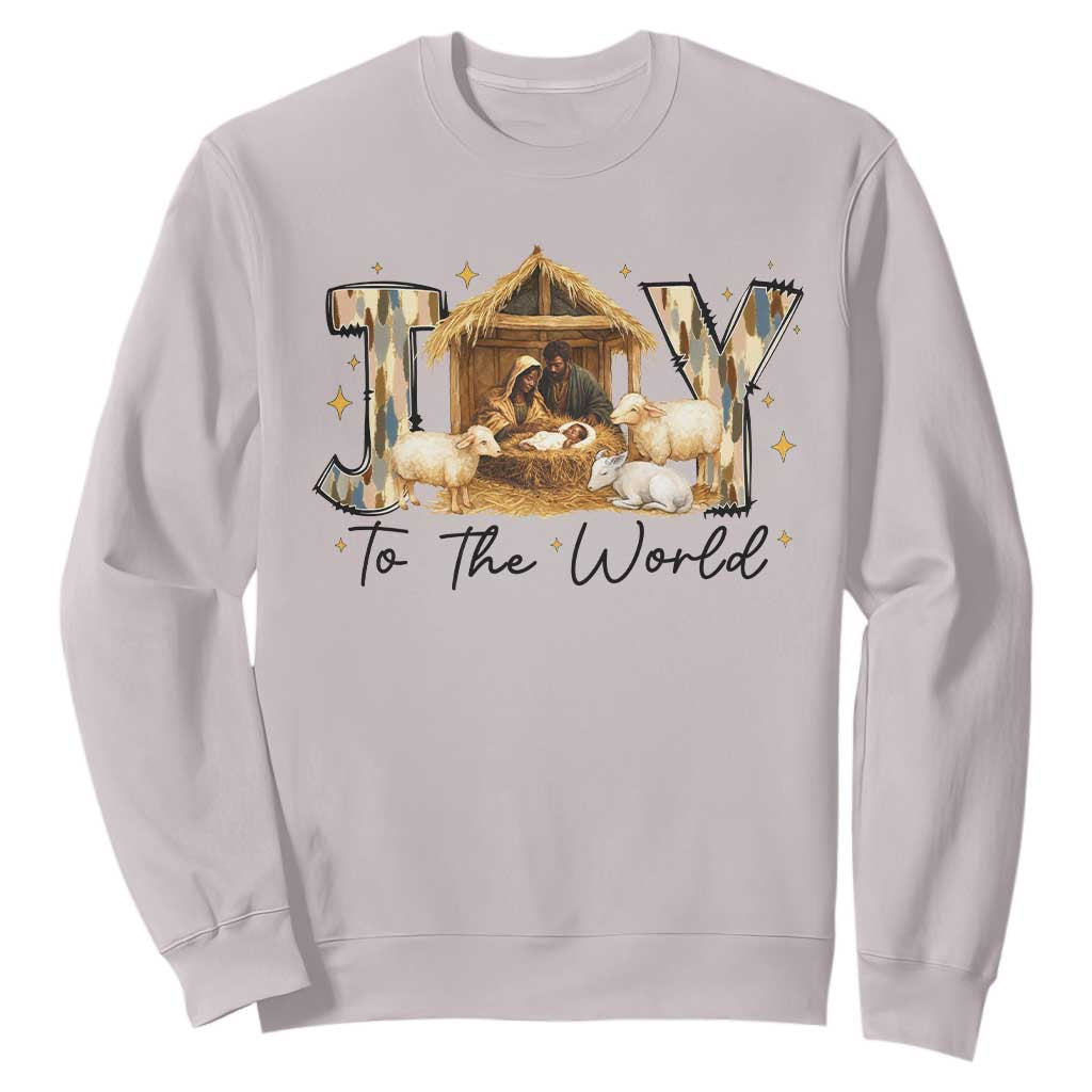 African American Christmas Nativity Scene Sweatshirt Joy To The World Afro Black Jesus - African Pride