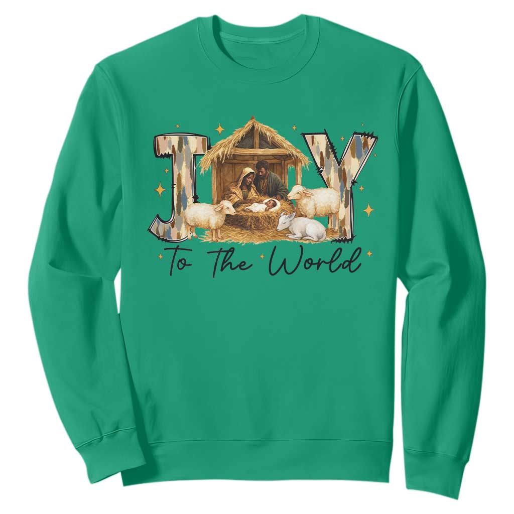 African American Christmas Nativity Scene Sweatshirt Joy To The World Afro Black Jesus - African Pride