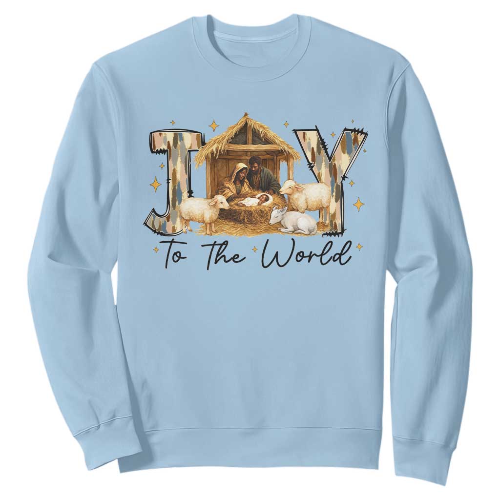 African American Christmas Nativity Scene Sweatshirt Joy To The World Afro Black Jesus - African Pride