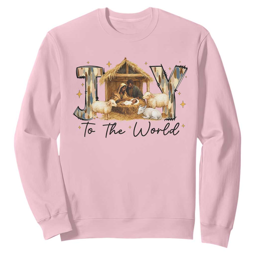African American Christmas Nativity Scene Sweatshirt Joy To The World Afro Black Jesus - African Pride