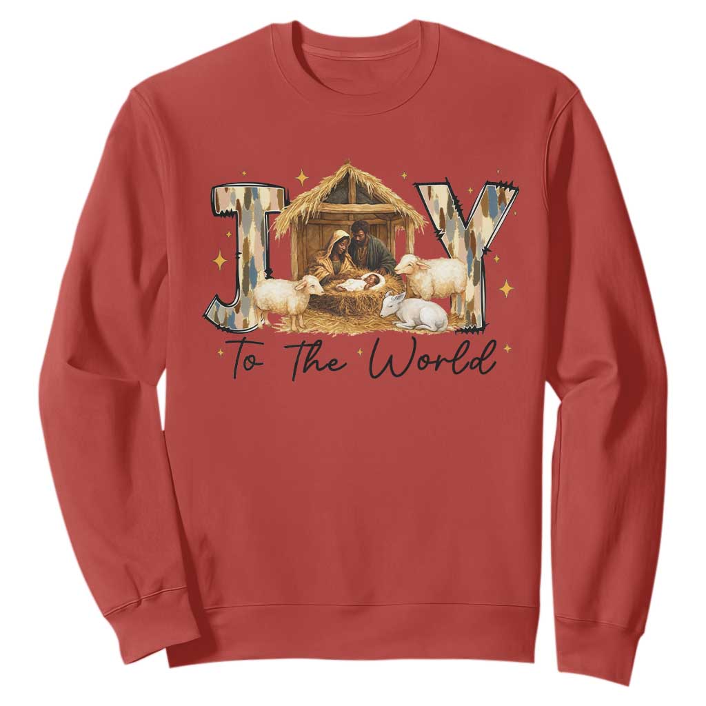 African American Christmas Nativity Scene Sweatshirt Joy To The World Afro Black Jesus - African Pride