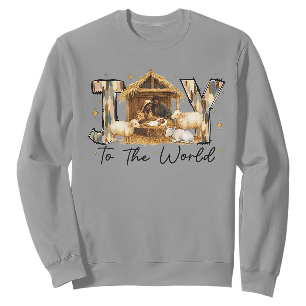 African American Christmas Nativity Scene Sweatshirt Joy To The World Afro Black Jesus - African Pride