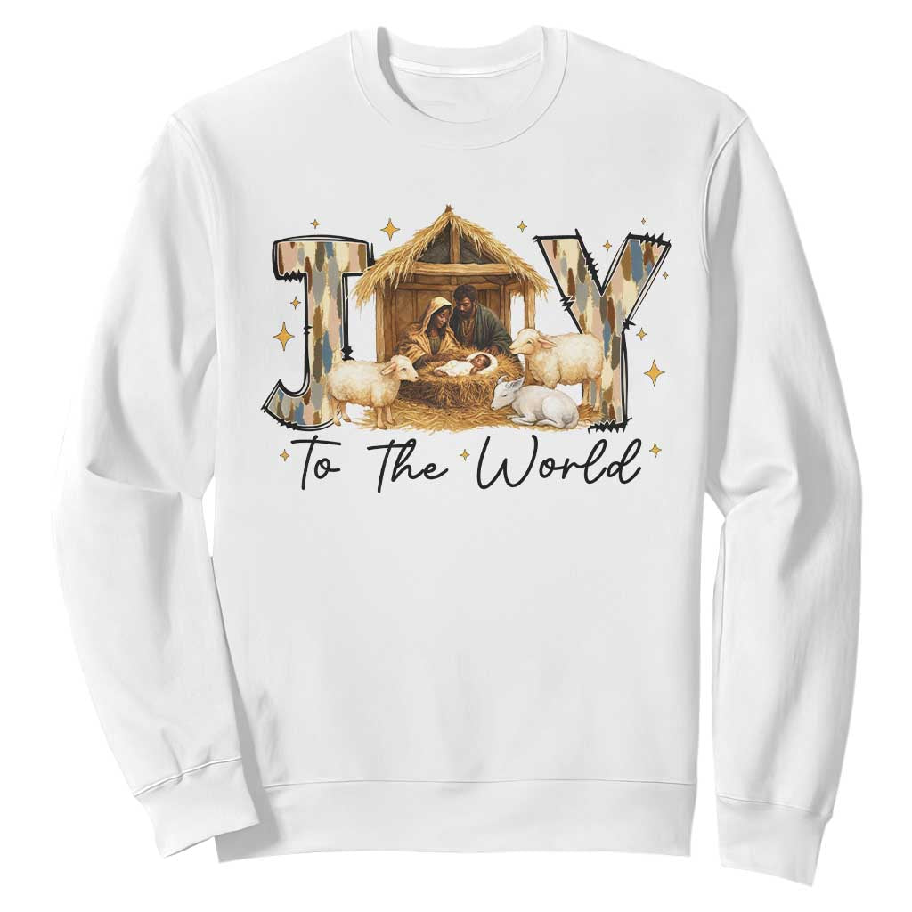 African American Christmas Nativity Scene Sweatshirt Joy To The World Afro Black Jesus - African Pride