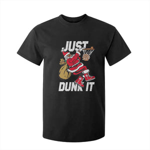 Funny Black Santa Christmas Basketball T Shirt For Kid Just Dunk It Xmas Sport - African Pride