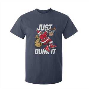 Funny Black Santa Christmas Basketball T Shirt For Kid Just Dunk It Xmas Sport - African Pride