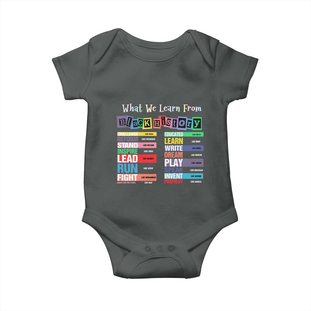 What We Learn From Black History Baby Onesie Black Leaders African American Pride