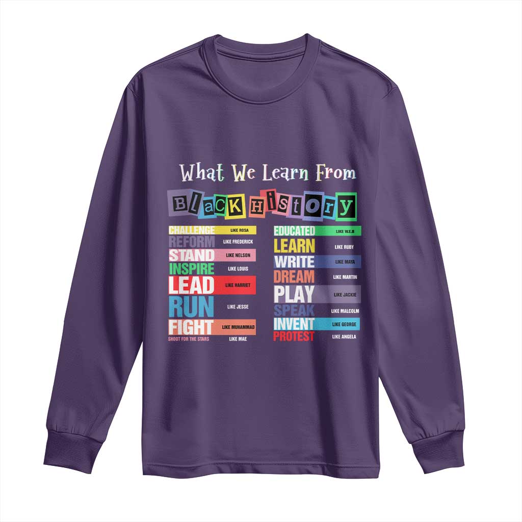 What We Learn From Black History Long Sleeve Shirt Black Leaders African American Pride