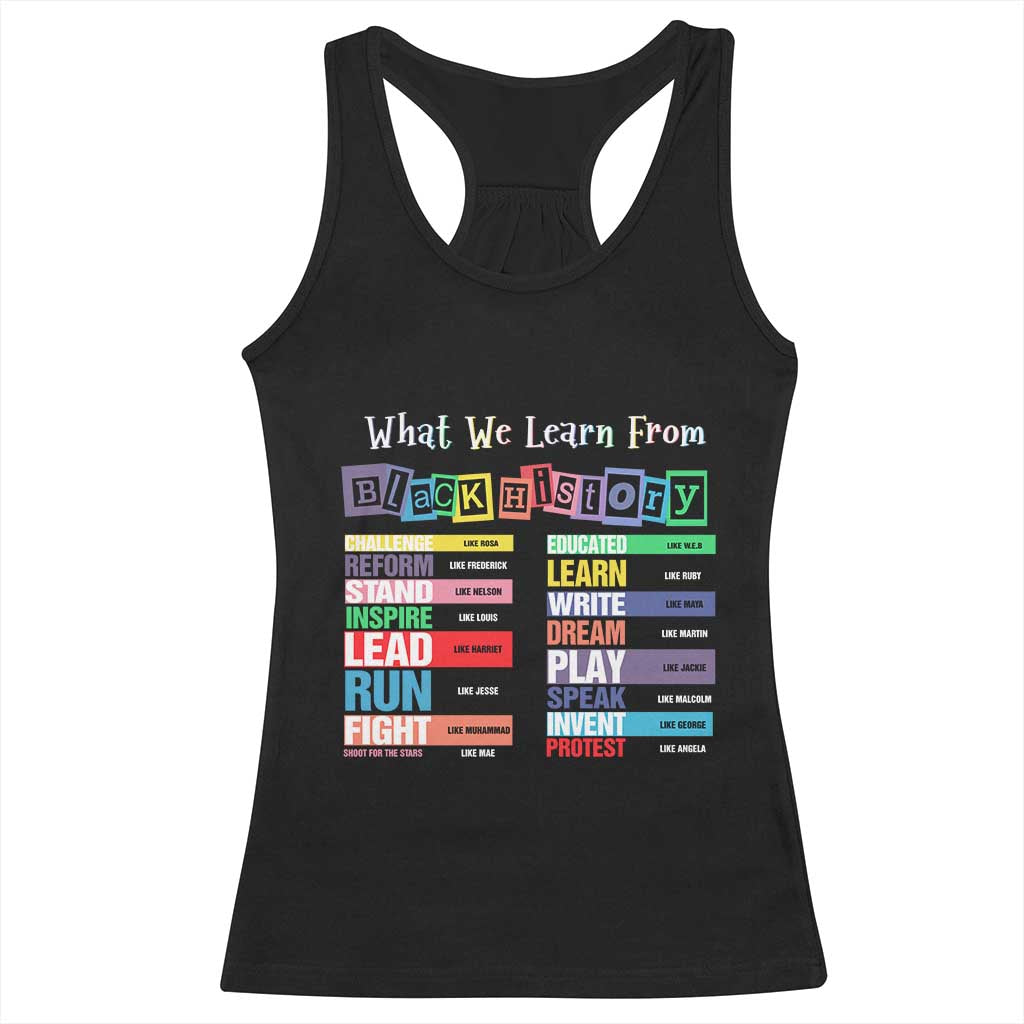 What We Learn From Black History Racerback Tank Top Black Leaders African American Pride