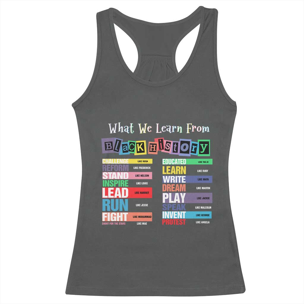 What We Learn From Black History Racerback Tank Top Black Leaders African American Pride