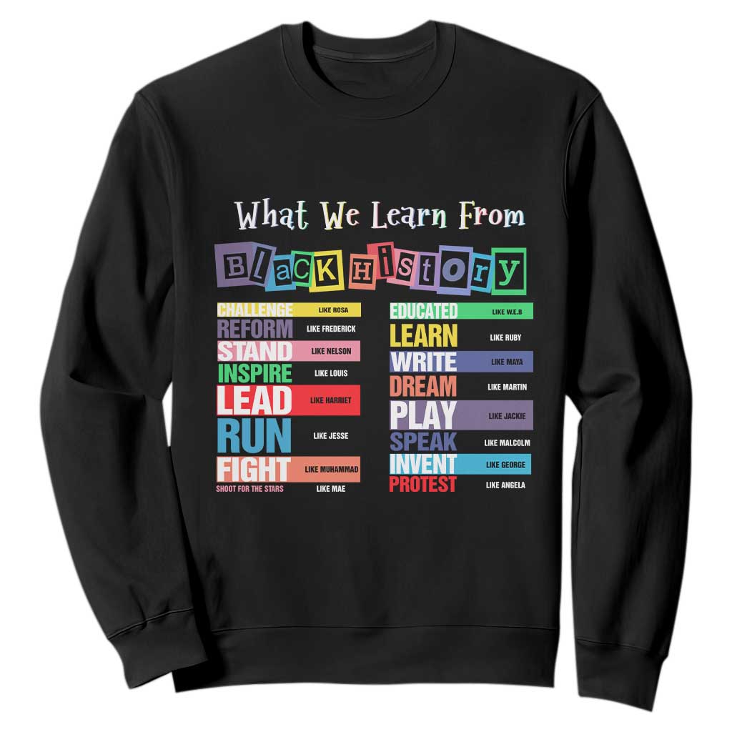 What We Learn From Black History Sweatshirt Black Leaders African American Pride