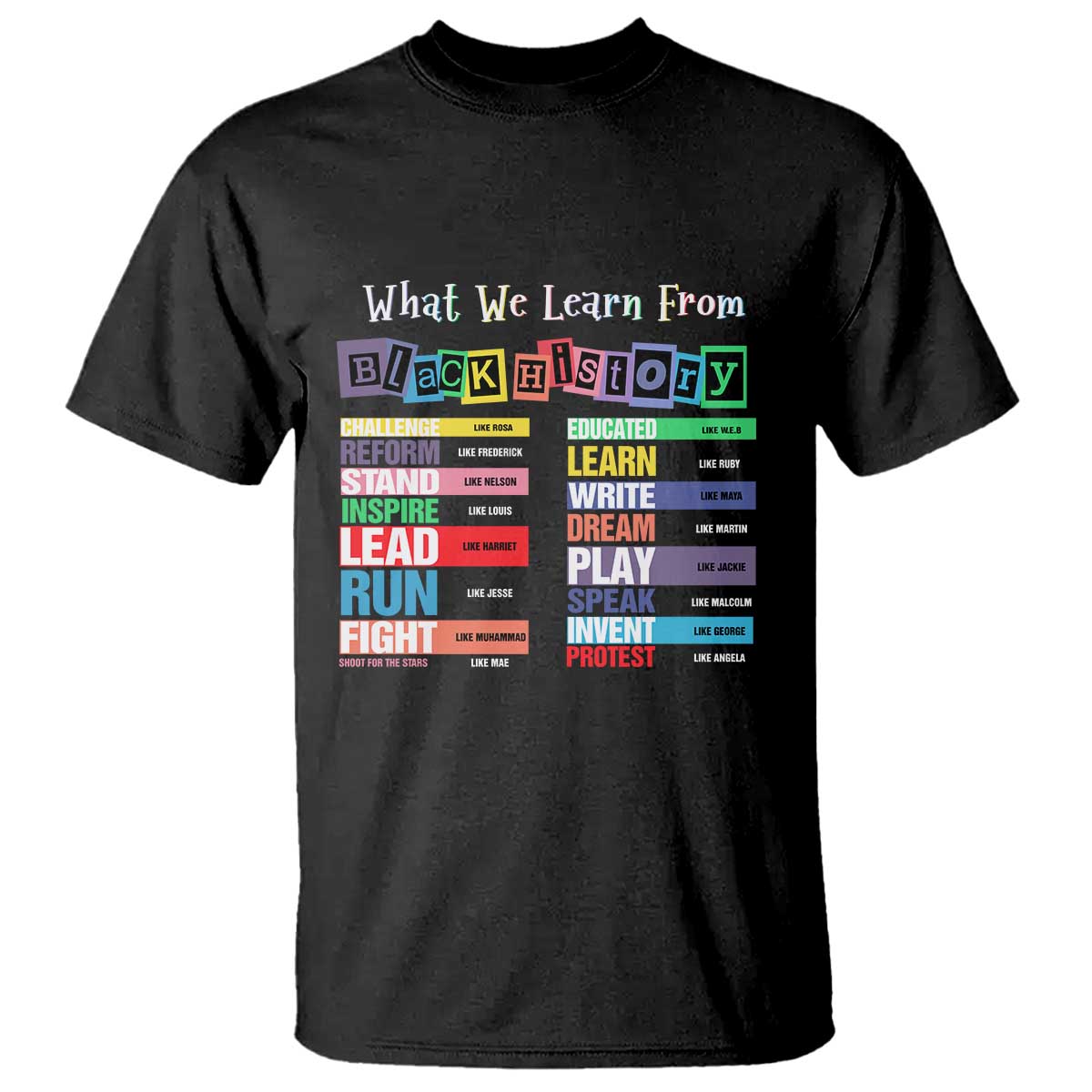 What We Learn From Black History T Shirt Black Leaders African American Pride