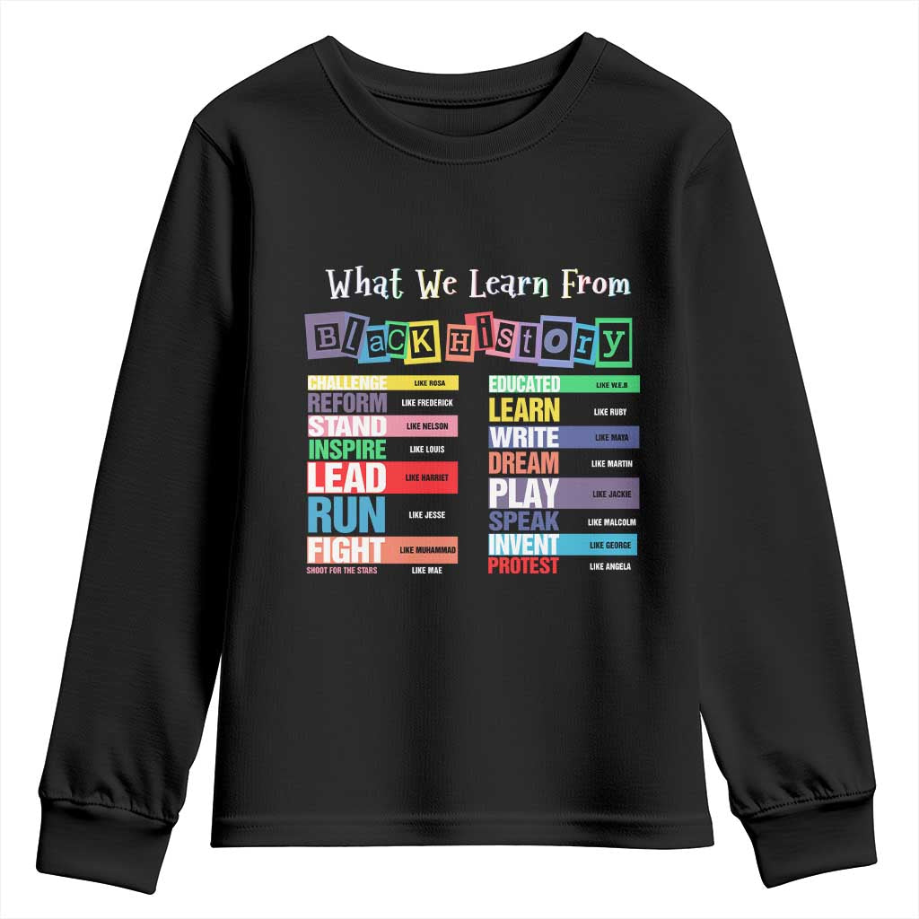 What We Learn From Black History Youth Sweatshirt Black Leaders African American Pride