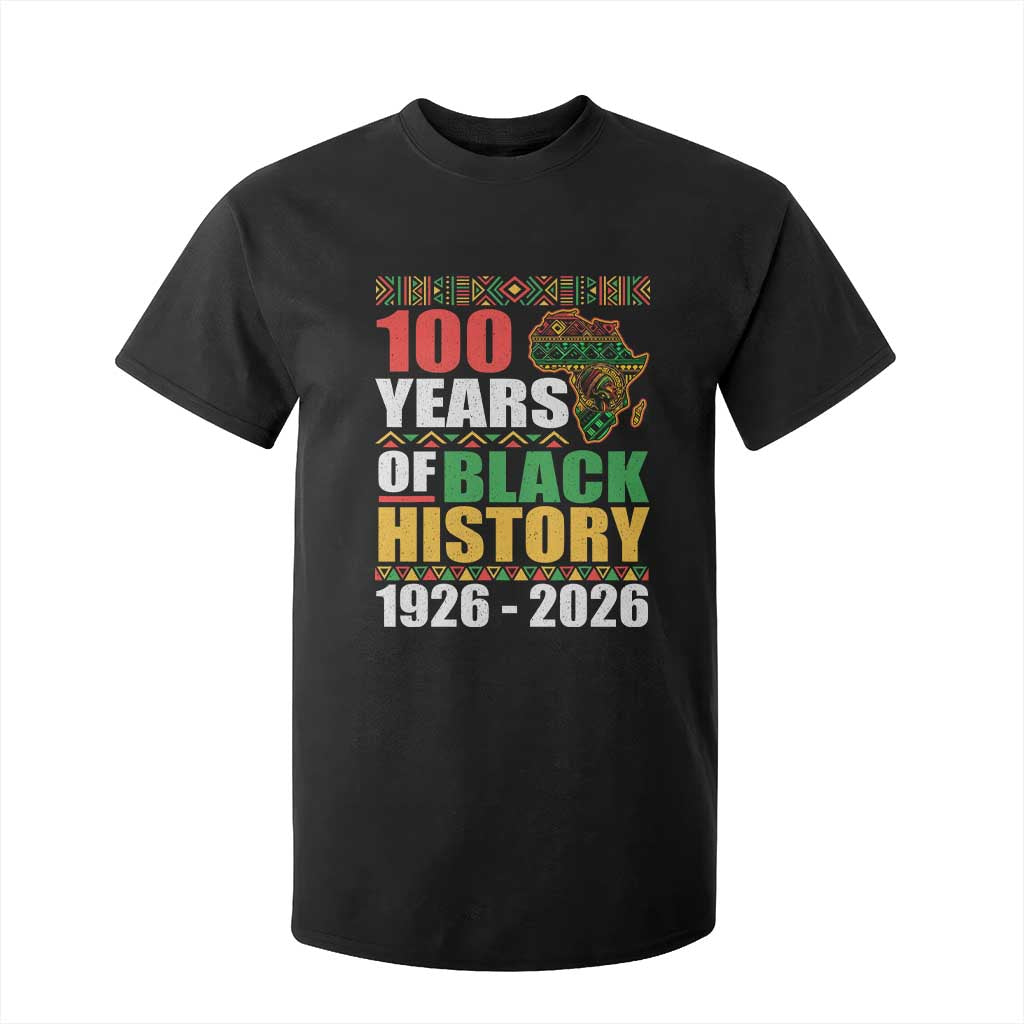 100 Years Of Black History 1926 2026 Centennial T Shirt For Kid Africa Map