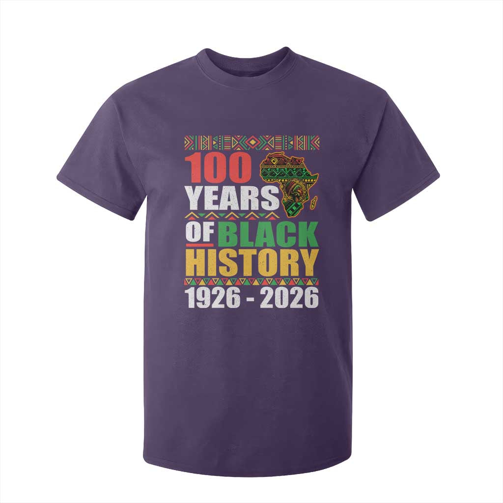 100 Years Of Black History 1926 2026 Centennial T Shirt For Kid Africa Map