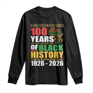 100 Years Of Black History 1926 2026 Centennial Long Sleeve Shirt Africa Map