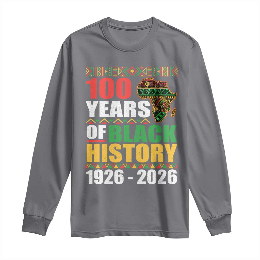 100 Years Of Black History 1926 2026 Centennial Long Sleeve Shirt Africa Map