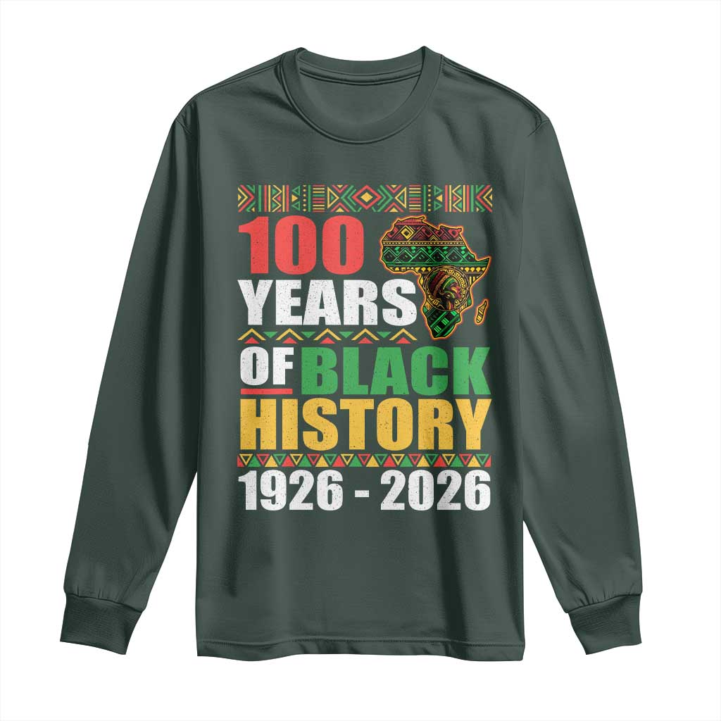 100 Years Of Black History 1926 2026 Centennial Long Sleeve Shirt Africa Map