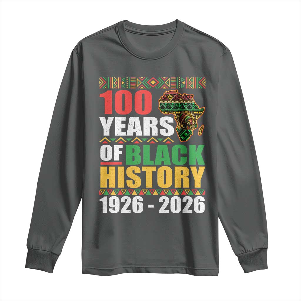 100 Years Of Black History 1926 2026 Centennial Long Sleeve Shirt Africa Map