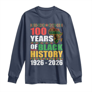 100 Years Of Black History 1926 2026 Centennial Long Sleeve Shirt Africa Map