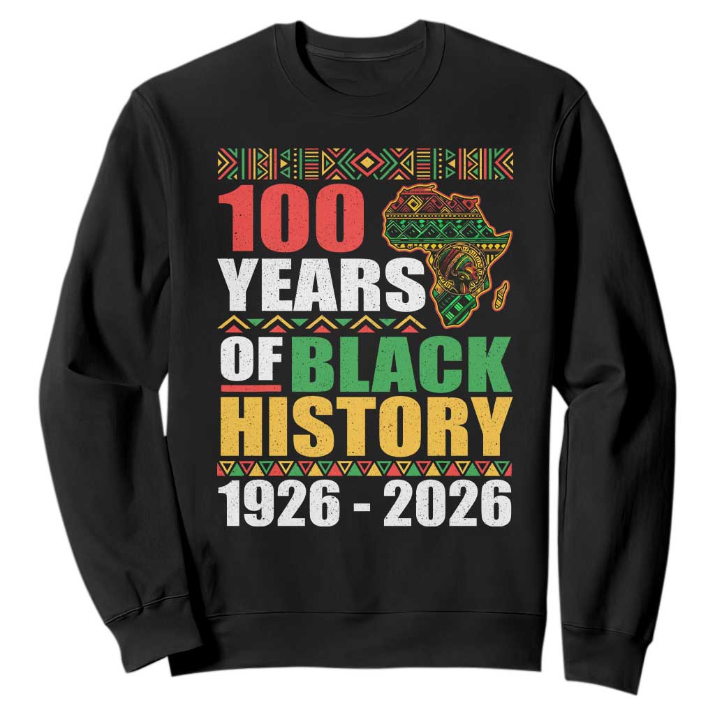 100 Years Of Black History 1926 2026 Centennial Sweatshirt Africa Map