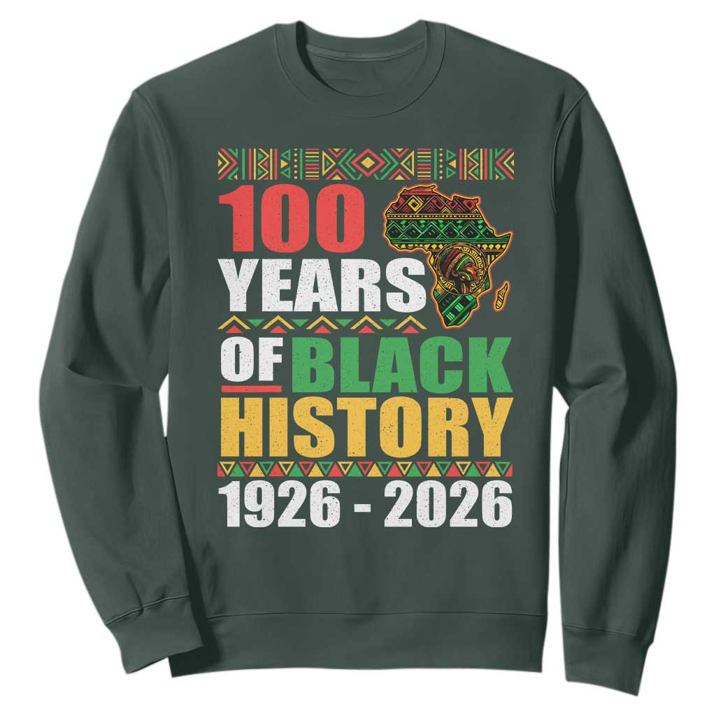 100 Years Of Black History 1926 2026 Centennial Sweatshirt Africa Map