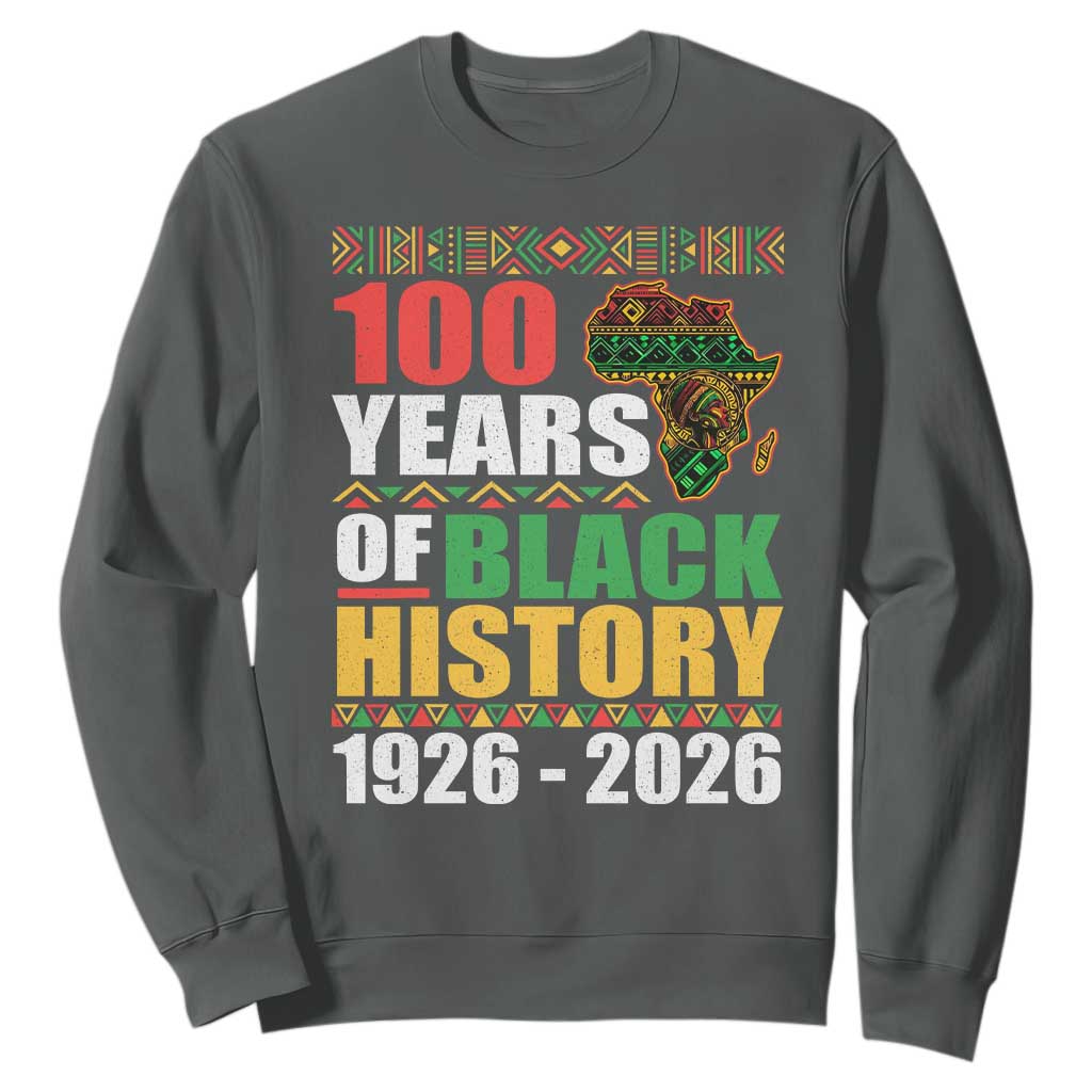 100 Years Of Black History 1926 2026 Centennial Sweatshirt Africa Map