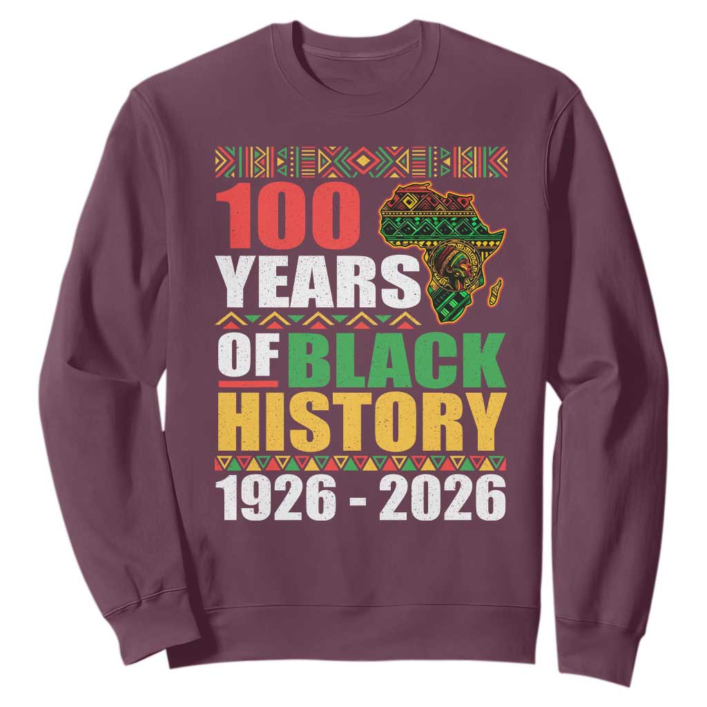 100 Years Of Black History 1926 2026 Centennial Sweatshirt Africa Map