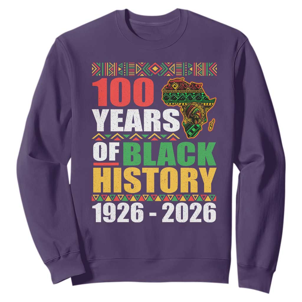 100 Years Of Black History 1926 2026 Centennial Sweatshirt Africa Map