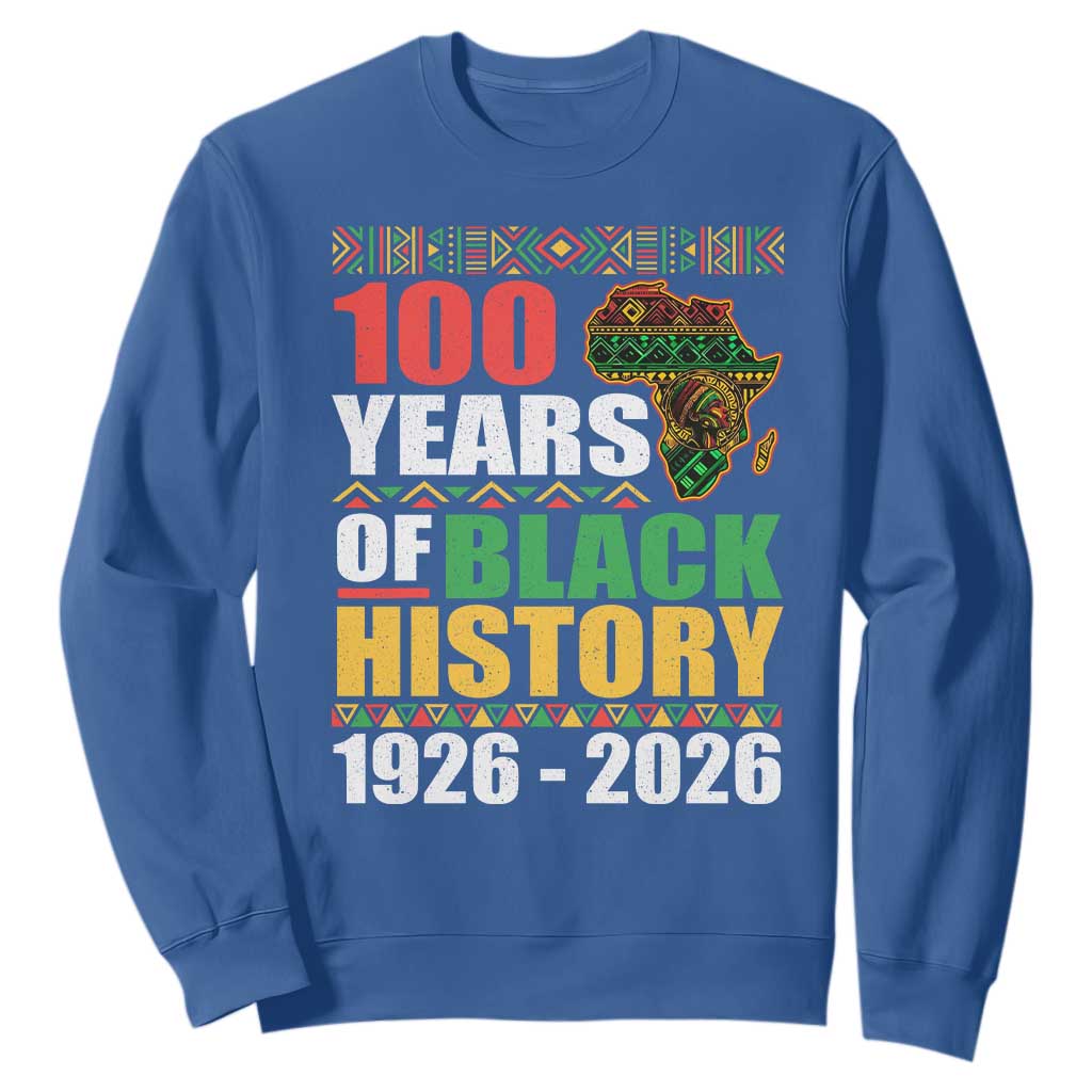 100 Years Of Black History 1926 2026 Centennial Sweatshirt Africa Map