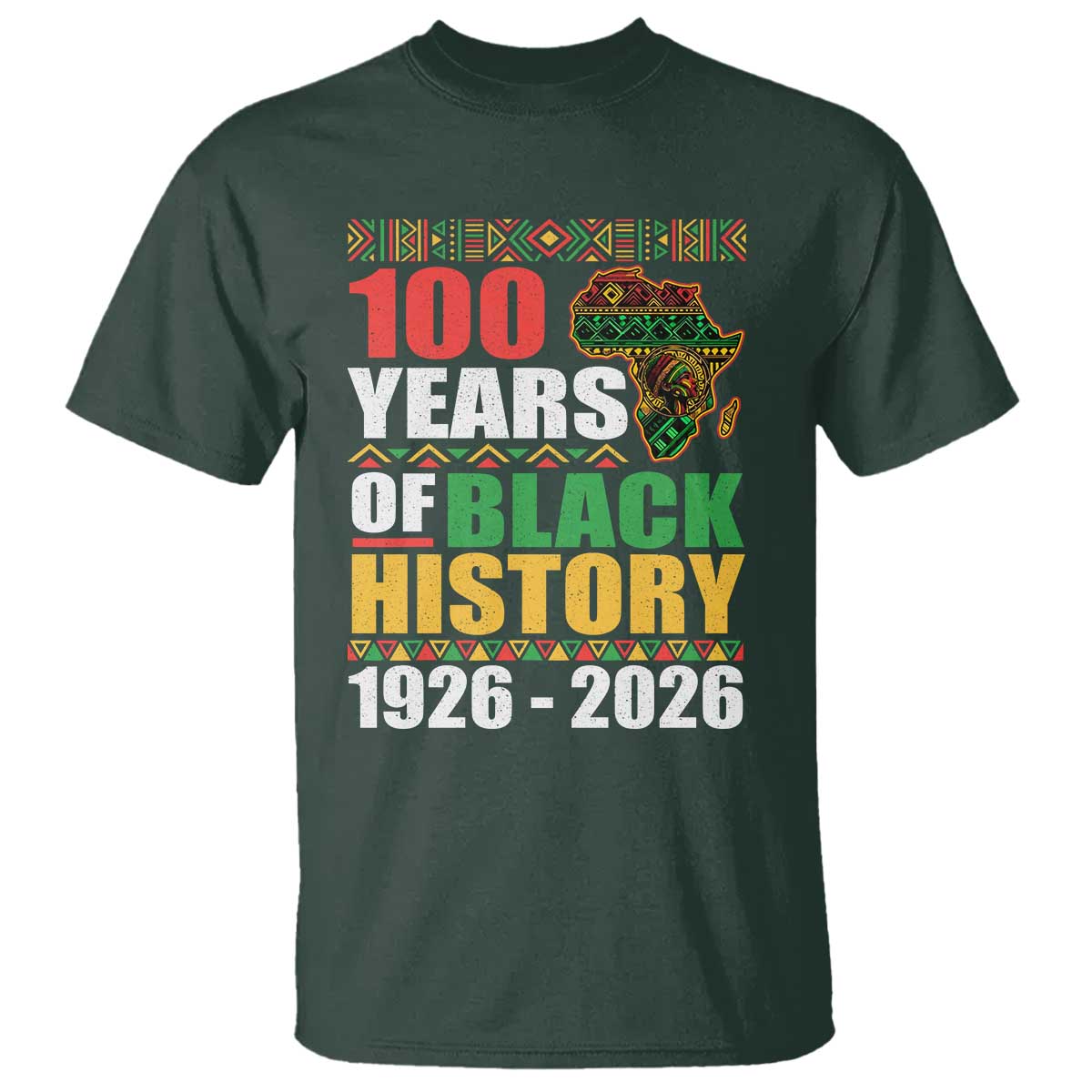 100 Years Of Black History 1926 2026 Centennial T Shirt Africa Map