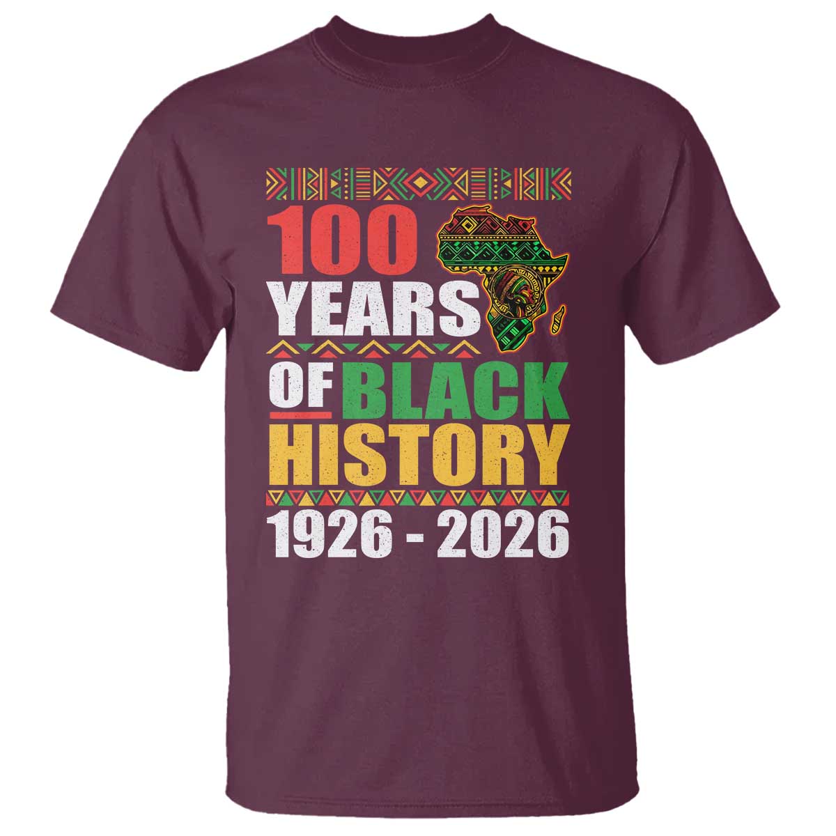 100 Years Of Black History 1926 2026 Centennial T Shirt Africa Map