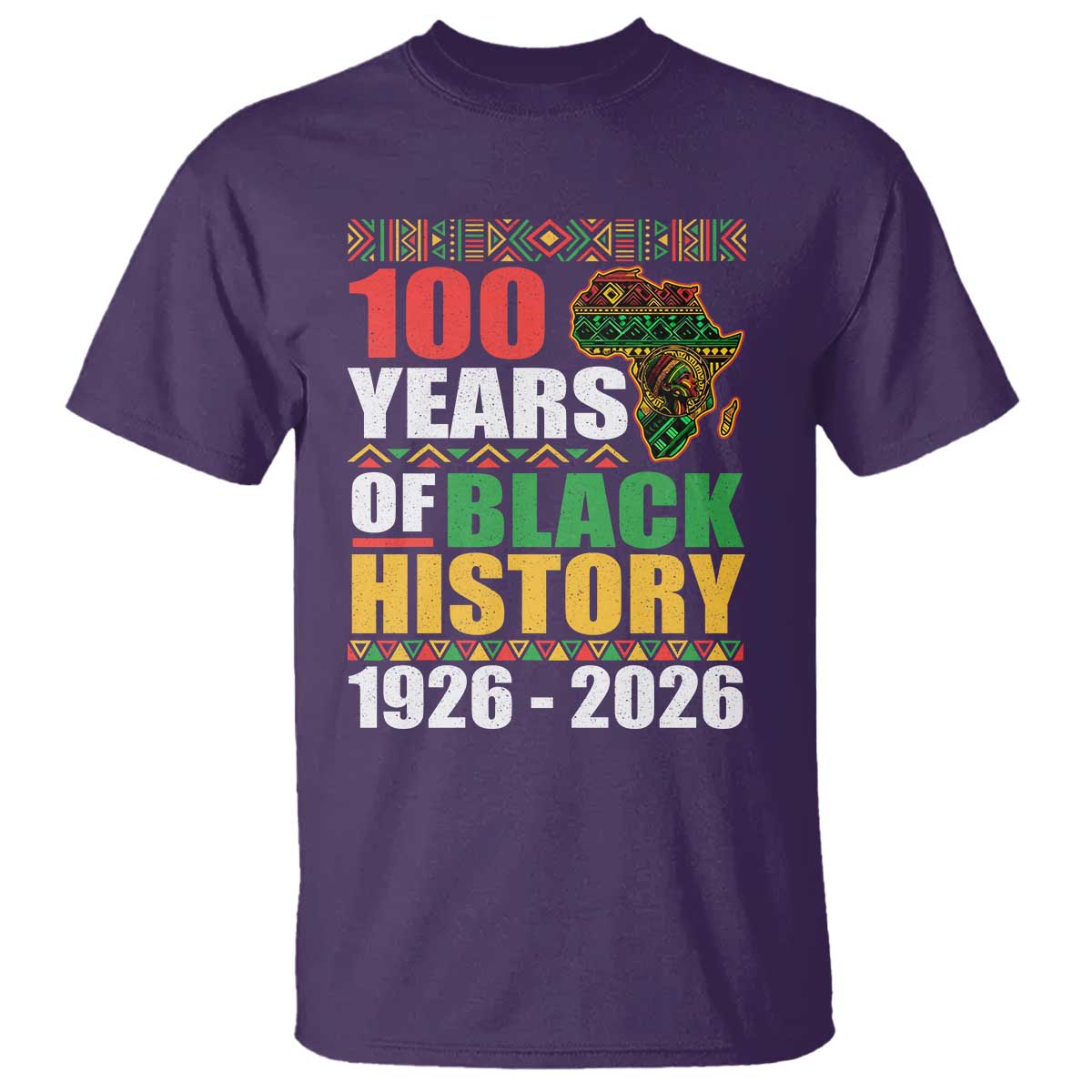 100 Years Of Black History 1926 2026 Centennial T Shirt Africa Map