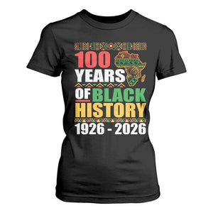 100 Years Of Black History 1926 2026 Centennial T Shirt For Women Africa Map